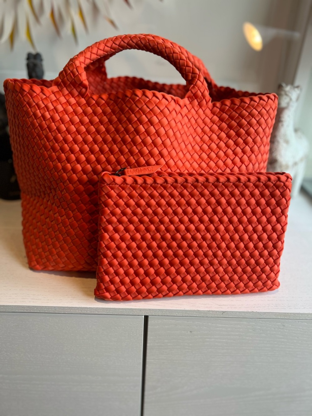 Naghedi Orange Woven Tote - Picture 3 of 13